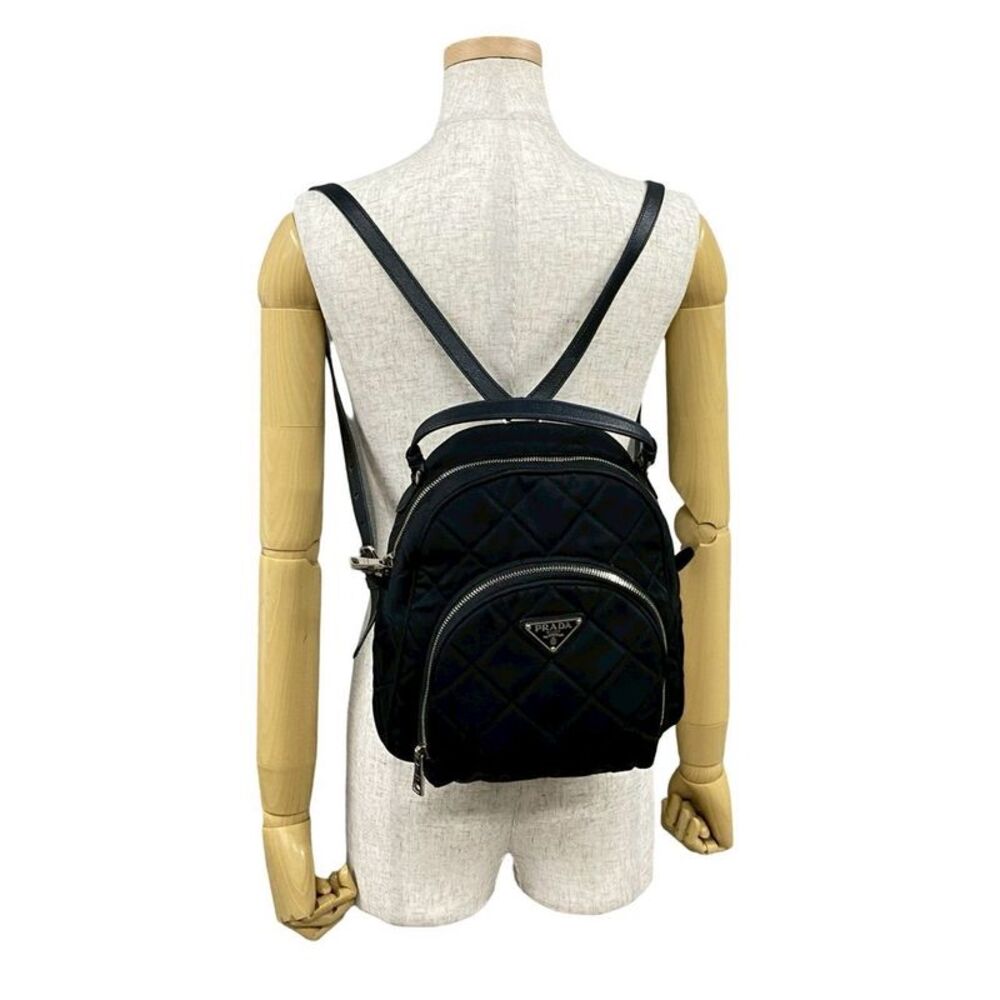 Prada Triangle Logo Nylon Saffiano Leather Mini Backpack - Picture 3 of 6